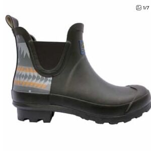 Pendleton Womens Black Harding Geometric Ankle Rain Boots Size 10 Waterproof